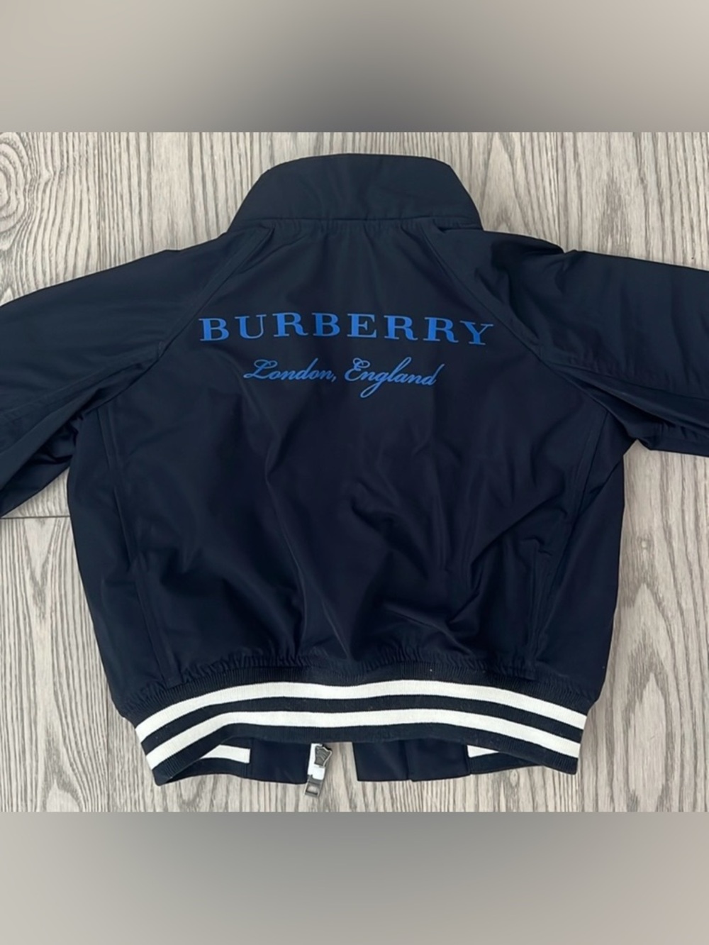 Burberry Kids Blue Windbreaker Jacket Logo Back Lightweight